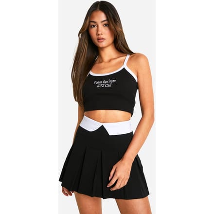 boohoo Dames Skort met contrasterende tailleband | Zwart | Maat: 34