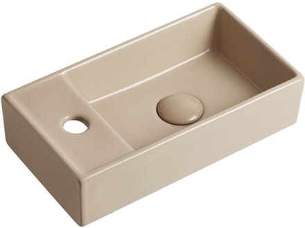Fontein Ora 41x22x10cm mat beige inclusief afvoerplug links