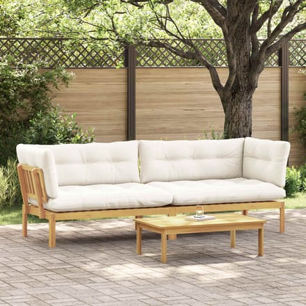 vidaXL - Tuinpallet - Sofa - Eenheden - 2 - Stuk - Lichtbruin - en - Crème - Wit