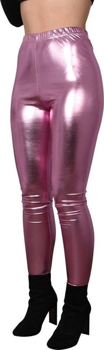 Glanzende legging - Roze - Maat S – Hoge sluiting - Disco