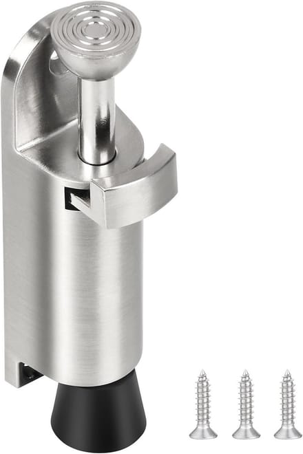 Deurstopper met Kickdown Mechanisme voor Binnengebruik - 10.5cm Zilveren Deurstopper van Zinklegering met Rubber Tip