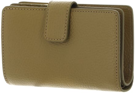 COCCINELLE Leren portemonnee Metallic Soft Mini Wallet Grained Leather Seagrass kaki