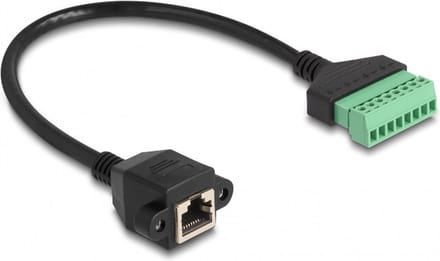 Delock 66054 RJ45 Netwerkkabel, patchkabel CAT 6 U/UTP 0.30 m Zwart, Groen Schroefbaar 1 stuk(s)