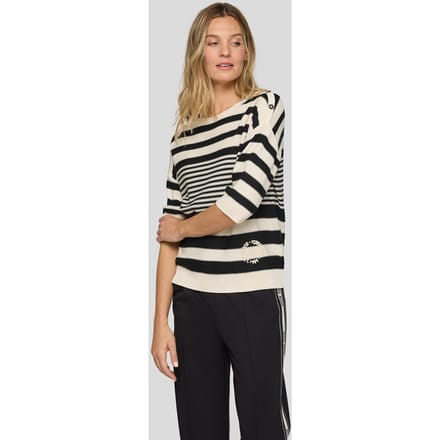 Zachte, gestreepte pullover met katoen - beige / zwart - Gr. 40 van Goldner Fashion