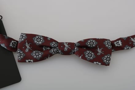 Dolce & Gabbana Herens Bordeaux Marron Leeuw Zijde Verstelbare Hals Strik