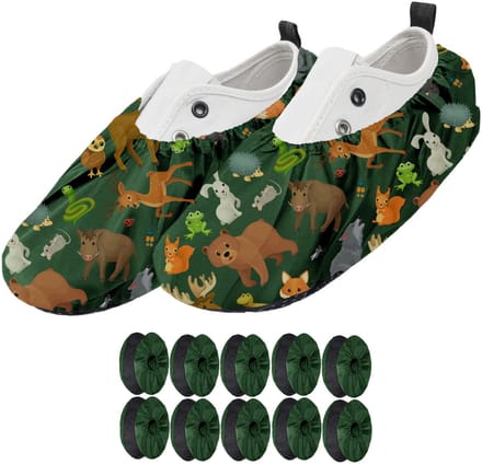 FEROCITY - Schoenovertrekken - Antislip, herbruikbaar - Unisex - Kinder - EU 31-37, 5 paren - Polyester - Dieren
