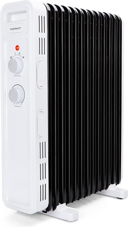 Aigostar Hubery 33ZDK - Oliegevulde radiator - Kachel - 3 Standen - Elektrische verwarming - 2500W - Wit