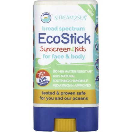 Stream2Sea, Crème solaire EcoStick 4 enfants, FPS 35+, sans parfum, 14 g (16 g) white