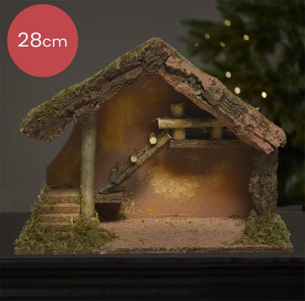 Kerststal met ladder voor kerstfiguren - 39 x 19 x 28 cm