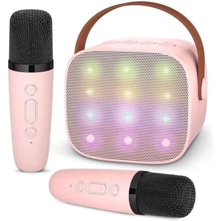 Machine karaoké - AMOUNE - Microphones sans fil - Effets de voix - LED - Pour enfants roze