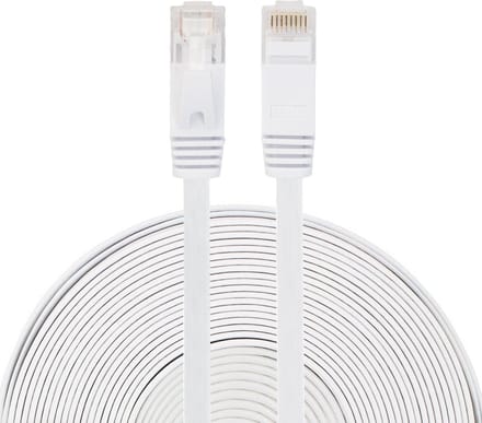 By Qubix internetkabel - 15 meter - cat 6 - Ultra dunne Flat Ethernet kabel - Netwerkkabel (1000Mbps) - Wit - UTP kabel - RJ45 - UTP kabel