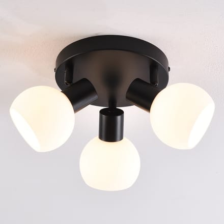 Draaibare plafondlamp met melkwit glas, 3-lichts - Peri