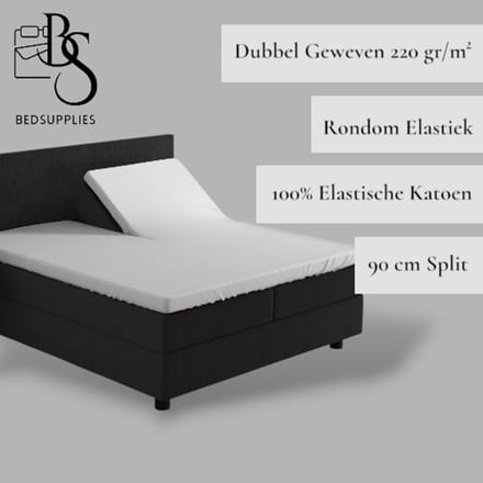 Bedsupplies - Luxe Dubbel Geweven Jersey Splittopper Hoeslaken - 180x200/220 - Wit