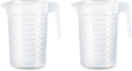 Plastcforte Waterkan/schenkkan - 2x - transparant - 1000 ML - kunststof