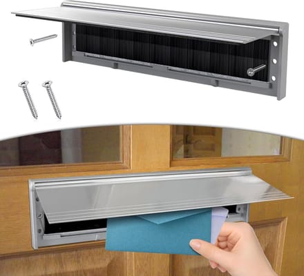 Brievenbus Klep - Postklep Deur - Tocht Weren - Ingebouwde Borstel - 29 cm Lengte - Zilver