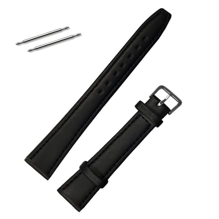Fako® - Horlogebandje - Echt Leer - Small - 20mm - Zwart