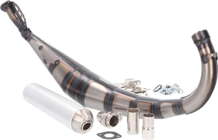 Uitlaat Yasuni R2 Max aluminium onderlangs Derbi en Minarelli AM6 50cc 2 Takt