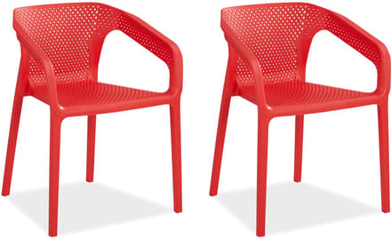 Homestyle4u Tuinstoelen - Set van 2 - Stapelstoelen - Kunststof - Rood