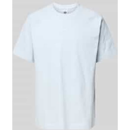 T-shirt met geribde ronde hals