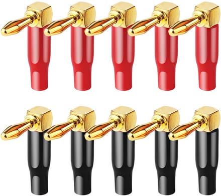 10 Stuks Rechthoekige Luidsprekerstekkers (4mm) Rood en Zwart