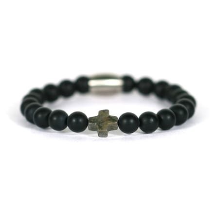 IbizaMen KIDS - pyrite kruis matte onyz 6mm - 14cm