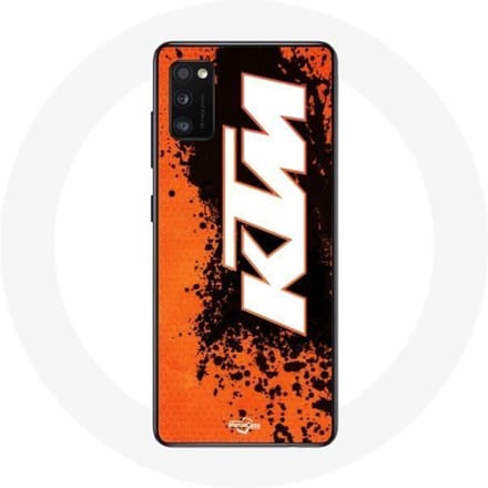 Samsung Galaxy A41 hoesje KTM Logo wit oranje achtergrond