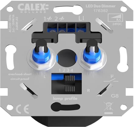 Calex LED Duo Wanddimmer - Inbouw Dimmer - 3-150W Fase afsnijding - Universeel