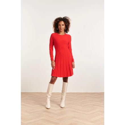 Smashed Lemon 23827 ronde hals jurk met uitlopende rok |