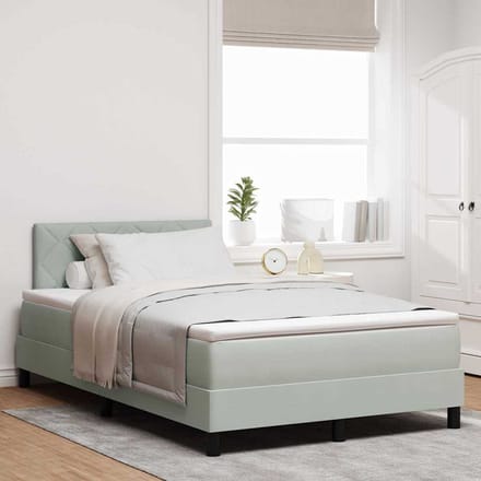 vidaXL - Boxspring - bed - met - hoofdeinde - Lichtgrijs - 120 - x - 190 - cm - Fluweel