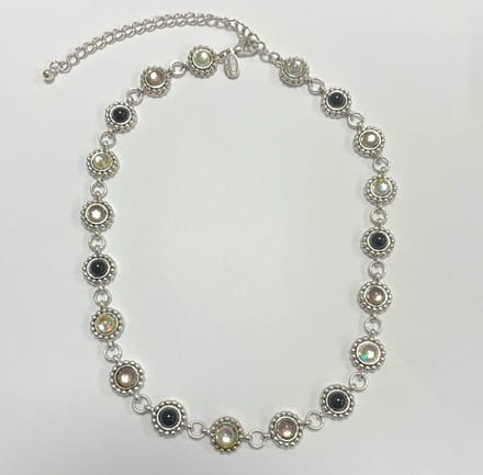 Ketting met gekleurde kralen - Zilverkleurig - 38 + 6 Centimeter, verstelbaar - Damesdingetjes