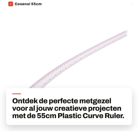 Dailygoods- Curve Liniaal 60.5 cm - Multifunctioneel - Transparant - Precisie - Ontwerp - Kleding - Tekenliniaal