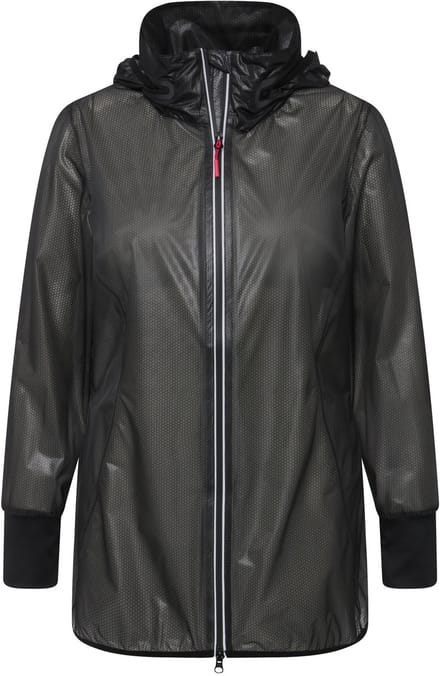 Ulla Popken - Dames - HYPRAR functionele jas waterdicht capuchon licht - Zwart - Maat 42+