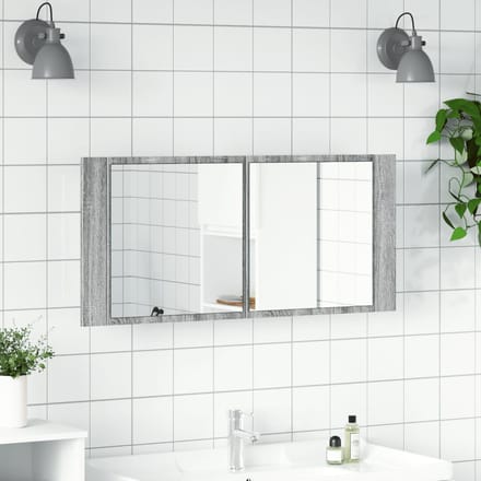 vidaXL - Badkamerkast - met - spiegel - en - LED - 100x12x45 - cm - grijs - sonoma - eiken