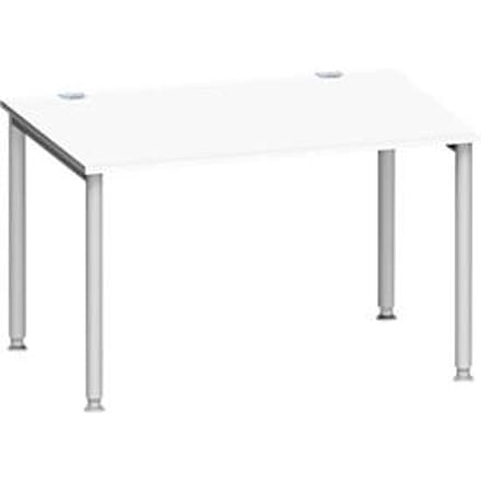 Schäfer Shop Genius bureau MODENA FLEX, 4-poots ronde buis, B 1200 x D 800 mm, wit/blank aluminium