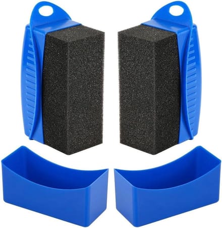 Bandenglans Applicator - Bandenspons Bandendressing - Auto Onderhoud - Gebogen Handvat - 14 x 12 x 6 cm - Blauw