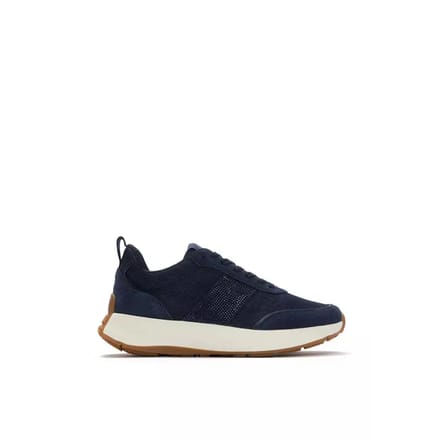 FitFlop F-Mode Flow Crystal Denim/Suede Sneakers Dames Sneakers - Donker Denim