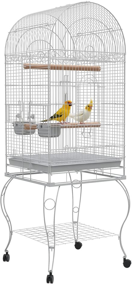 PawHut-Vogelkooi-Staal-51x51x153cm-Wit