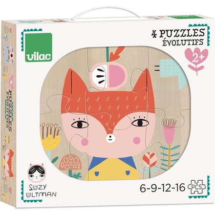 VILAC 4 houten puzzels Suzy Ultman 2 jr+