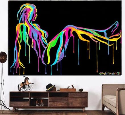 Allernieuwste Canvas Schilderij Sexy Naakte Graffiti Vrouw - Kunst - Poster - 60 x 80 cm - Kleur