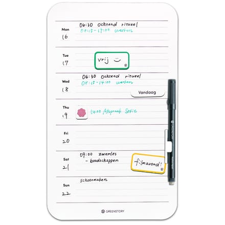 GreenStory - Week Planner - Zelfklevend - 1 Week - Wit - S - met Sticky Pen