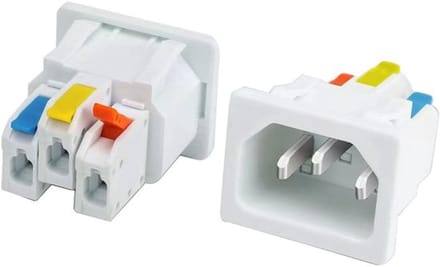 2x IEC320 C14 paneelmontageplug 250 V 10 A - Wit