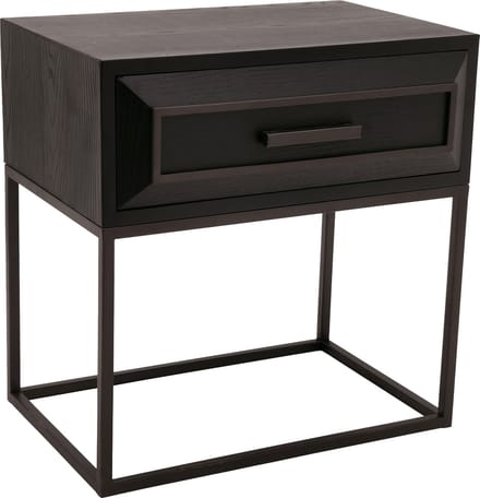D- Lixly Black Wood Iron Frame Bedside Cabinet nachtkast | bijzettafel met lade