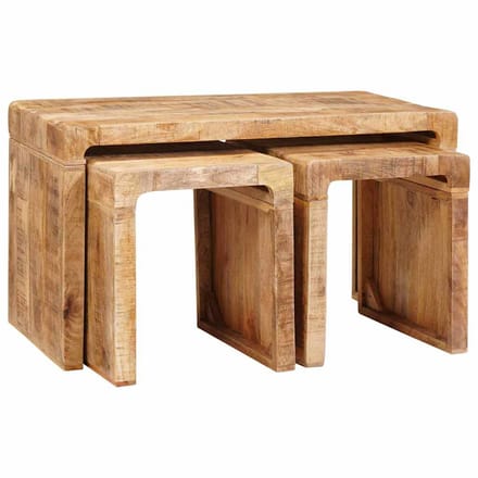 vidaXL - Nesttafel - 3 - st - Bruin - 82 - x - 40 - x - 46 - cm - Massief - Mango - Hout