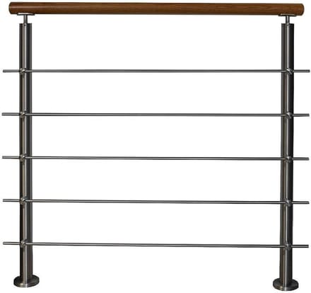 Roestvrijstalen leuning - Eiken leuning - Balkon terras trap - Made in Germany - 06 meter - Zilverkleurig