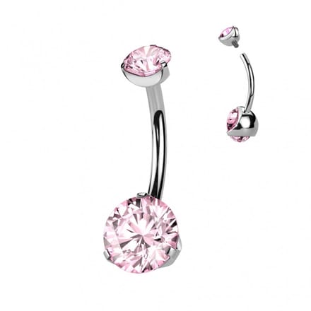 Piercing sierlijk dubbele steen roze - LMPiercings