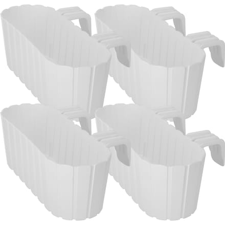 Kotarbau - Ovale Balkon Bloembak - 400mm - Wit - Rustiek - Set van 4
