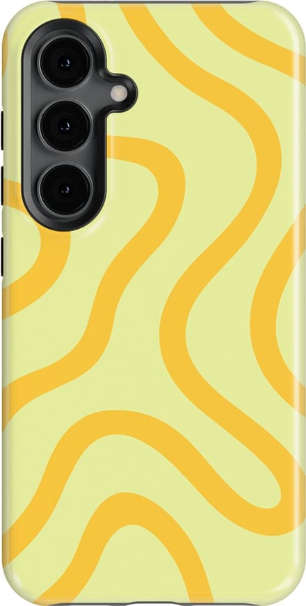 DripCase Curvy Lines Hoesje Samsung Galaxy S24 FE | Backcover met Mag | Design Tough Case Samsung Galaxy S24 FE Lemon Loop