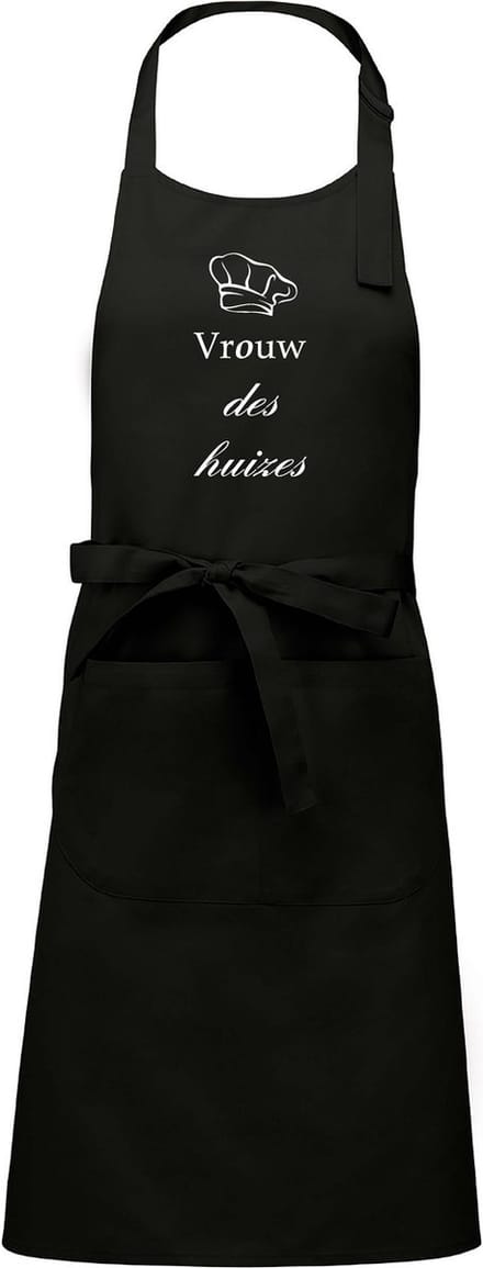 Mijncadeautje - Keukenschort - Vrouw des Huizes - zwart - katoen - polyester