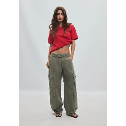 Stradivarius Straight cargobroek  Kaki 34