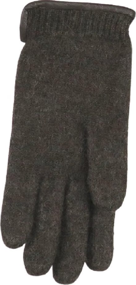 Handschoenen dames van 100% wol en met echt leren randje bruin (M)